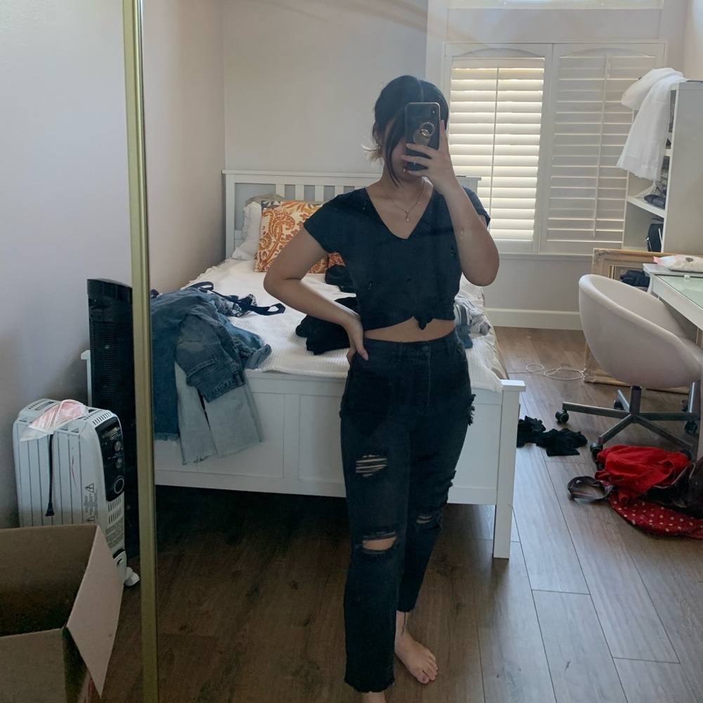 Black straight jeans